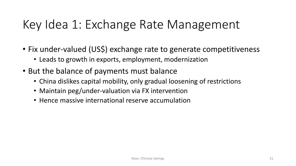 key idea 1 exchange rate management