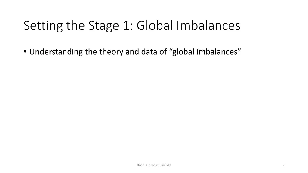 setting the stage 1 global imbalances