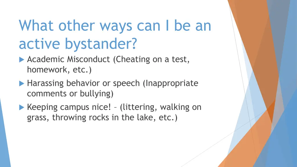 what other ways can i be an active bystander