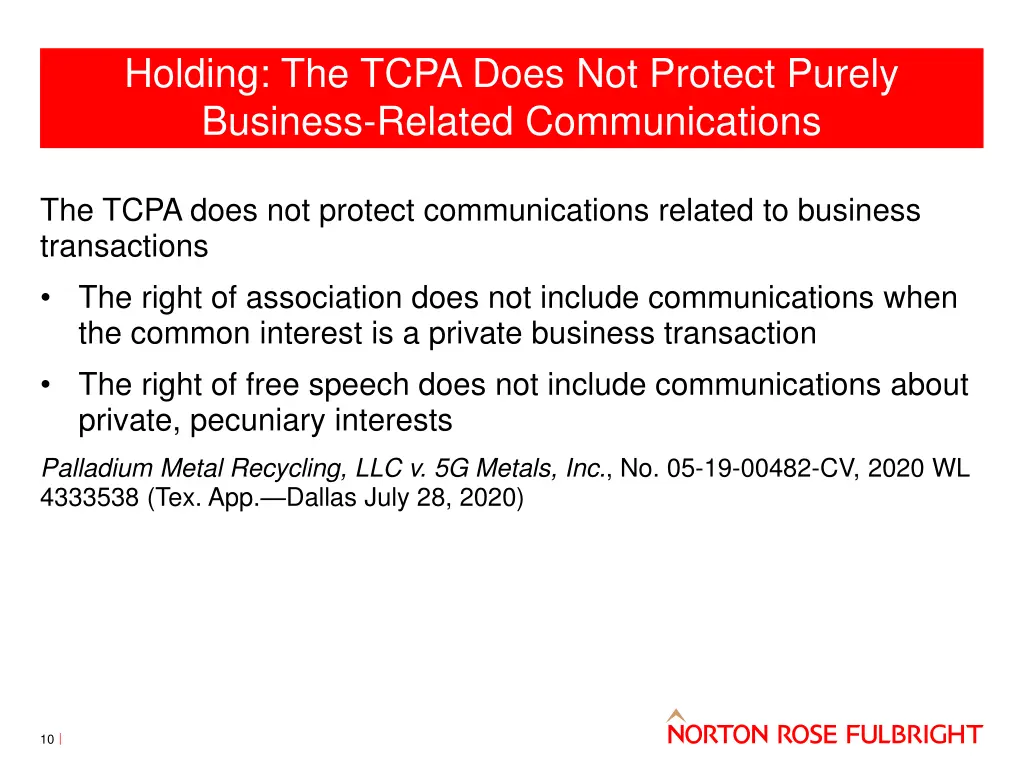 holding the tcpa does not protect purely business