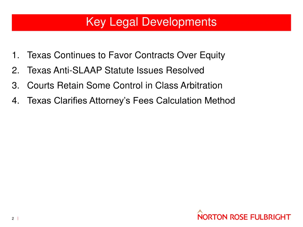 key legal developments