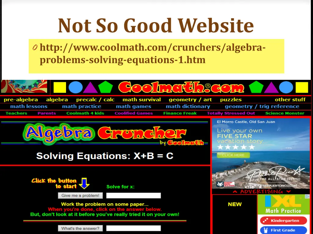 not so good website 0 http www coolmath