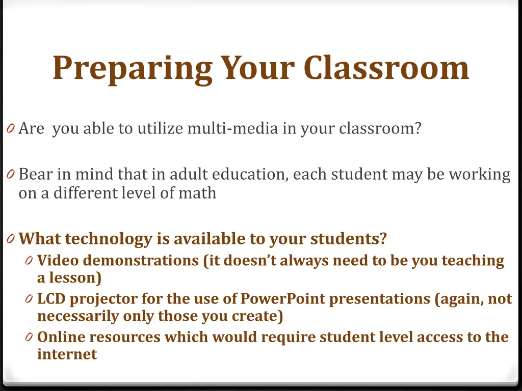 preparing your classroom