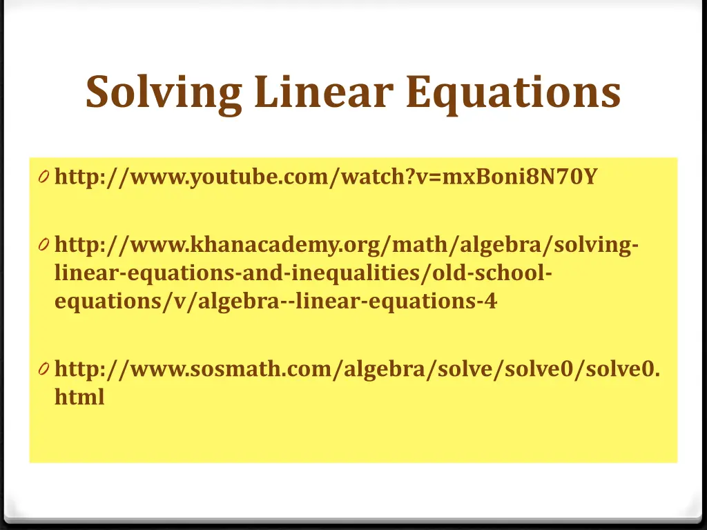 solving linear equations