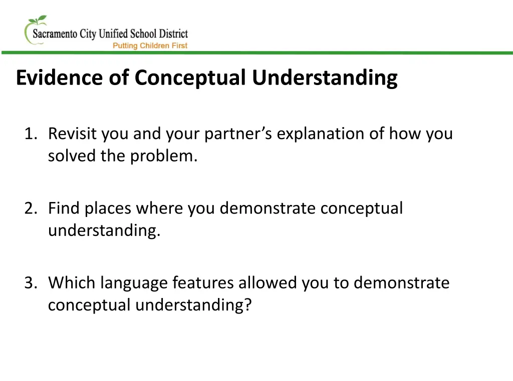 evidence of conceptual understanding