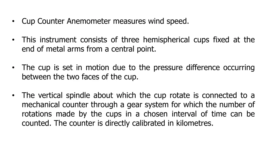 cup counter anemometer measures wind speed