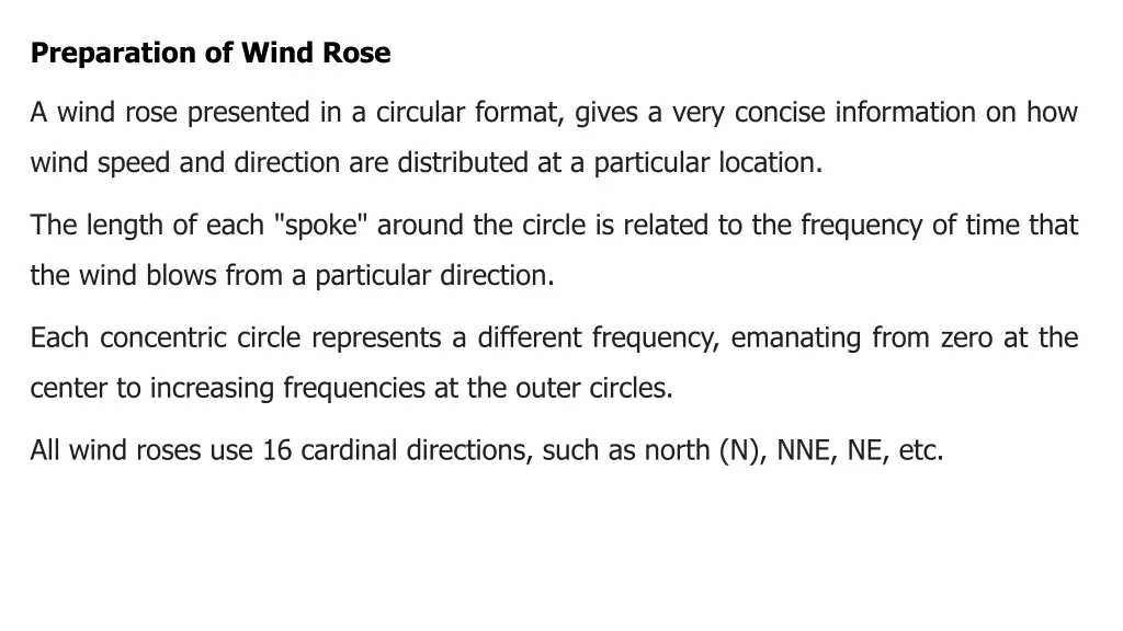 preparation of wind rose