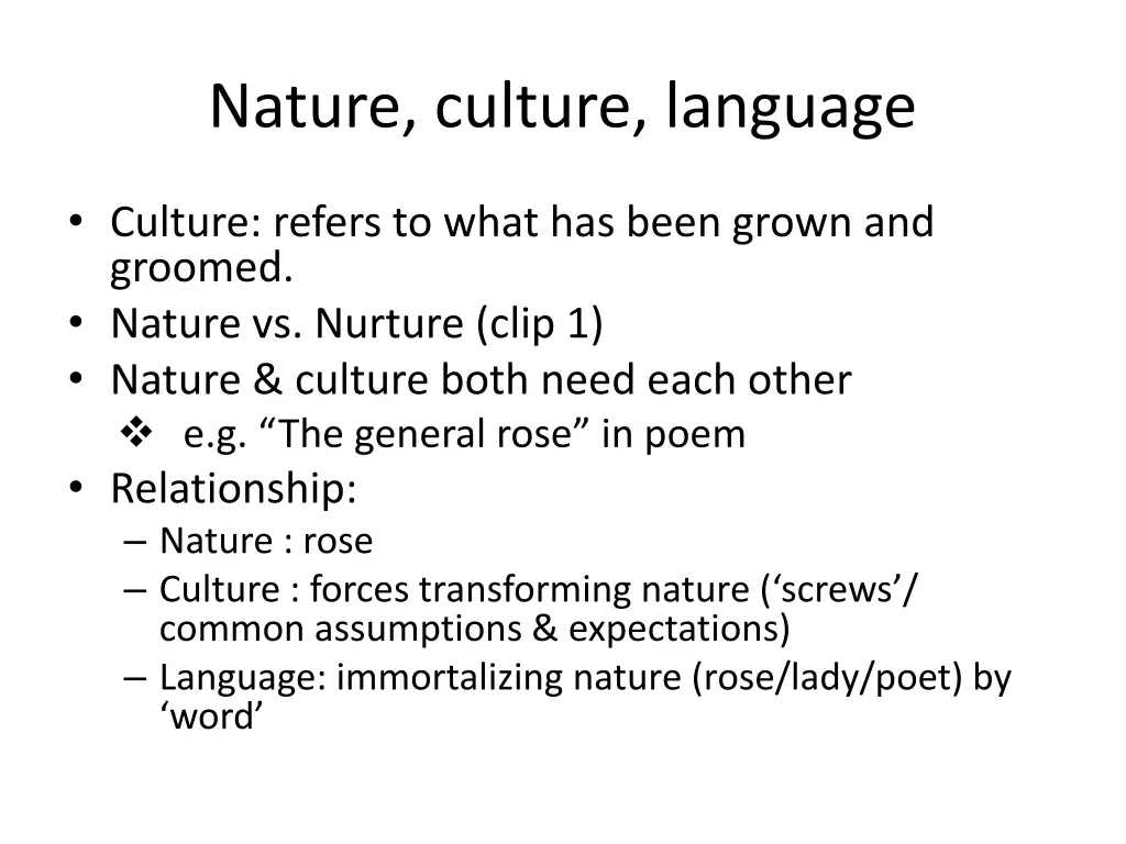 nature culture language