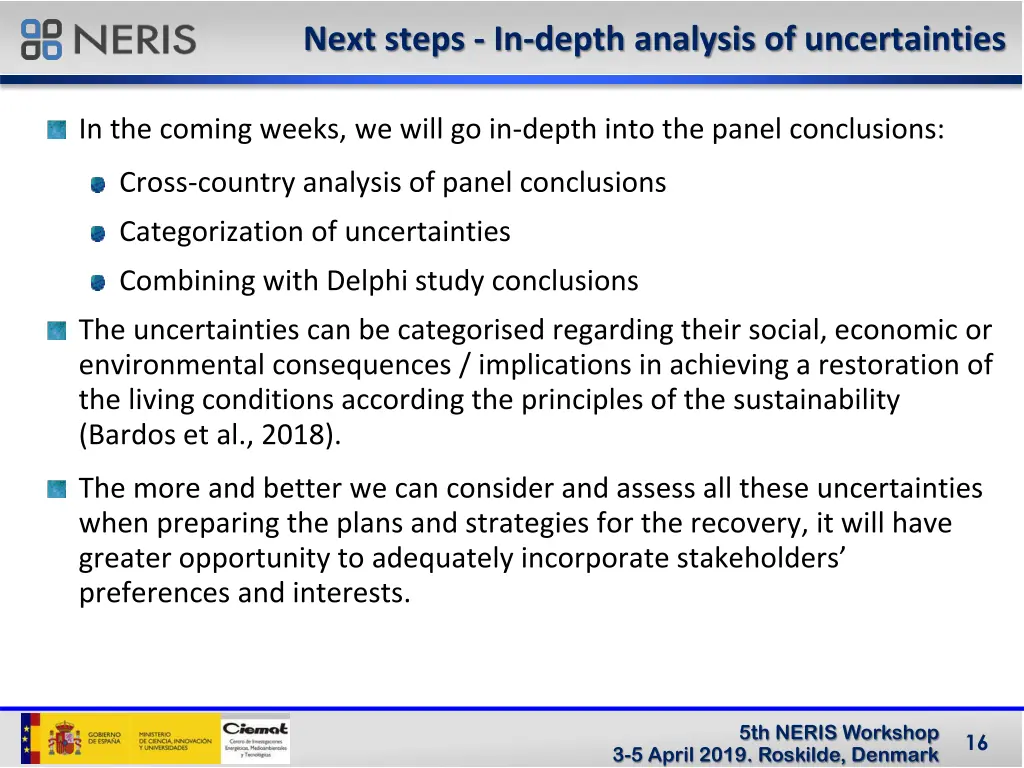 next steps in depth analysis of uncertainties