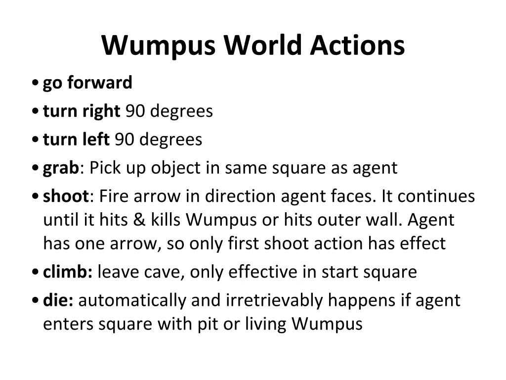 wumpus world actions