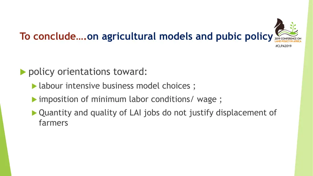 to conclude on agricultural models and pubic