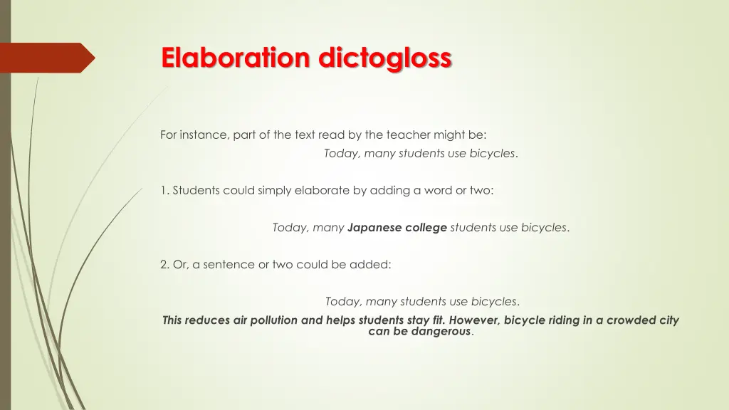 elaboration dictogloss