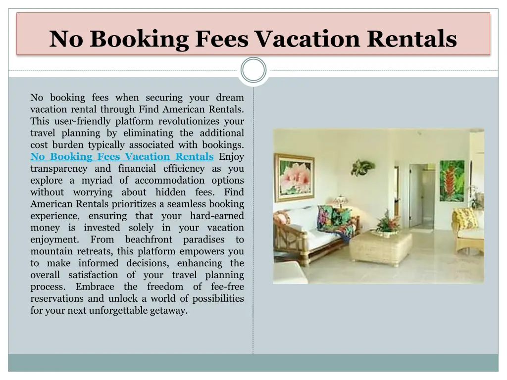 no booking fees vacation rentals