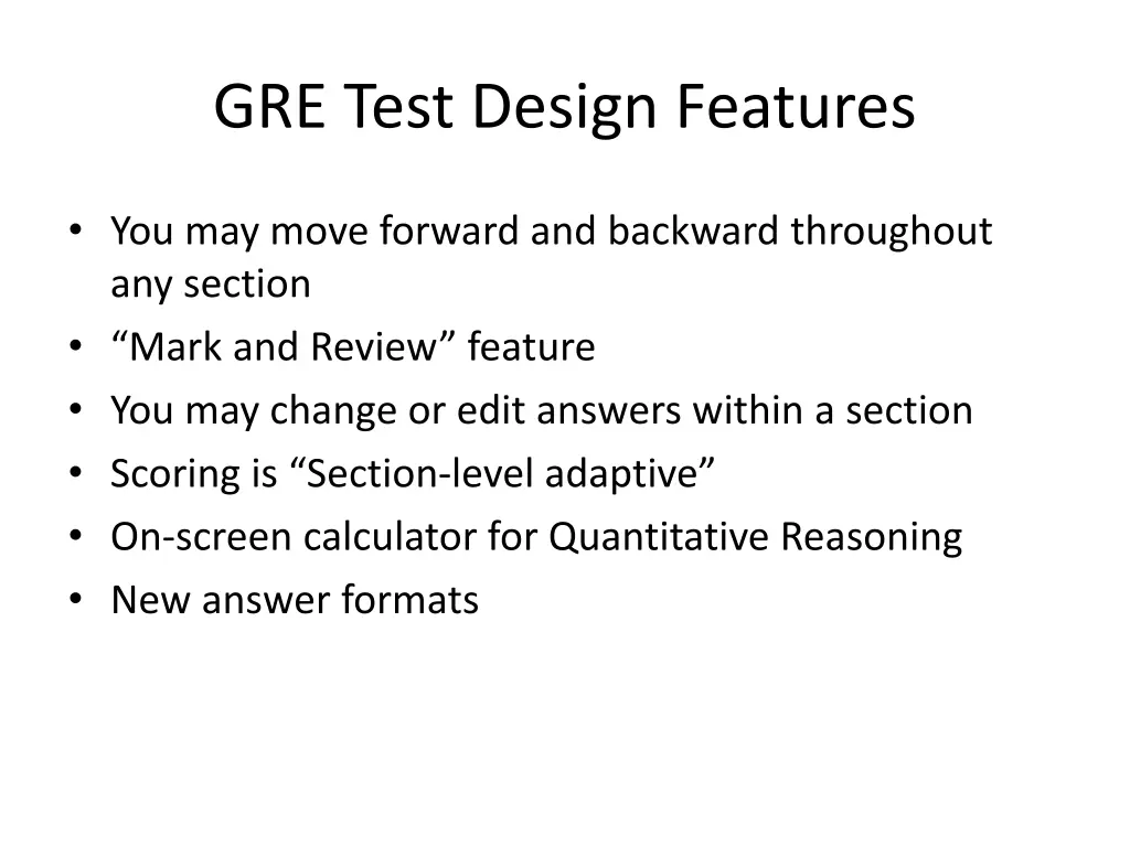 gre test design features