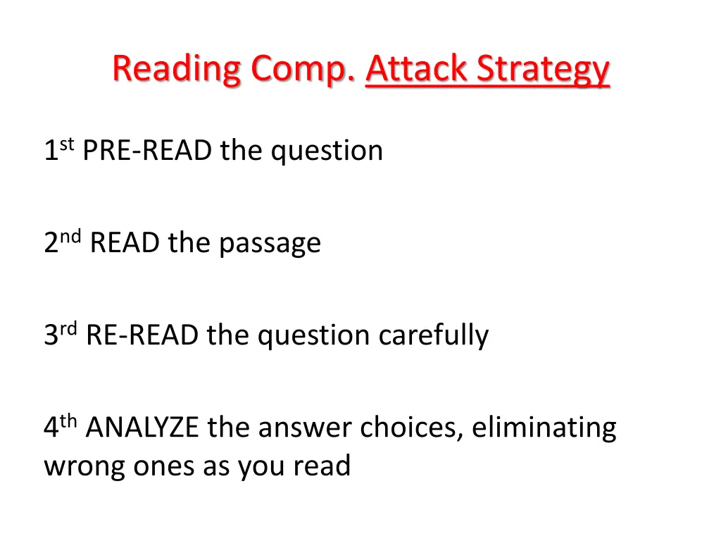 reading comp attack strategy