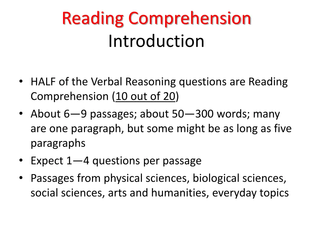 reading comprehension introduction