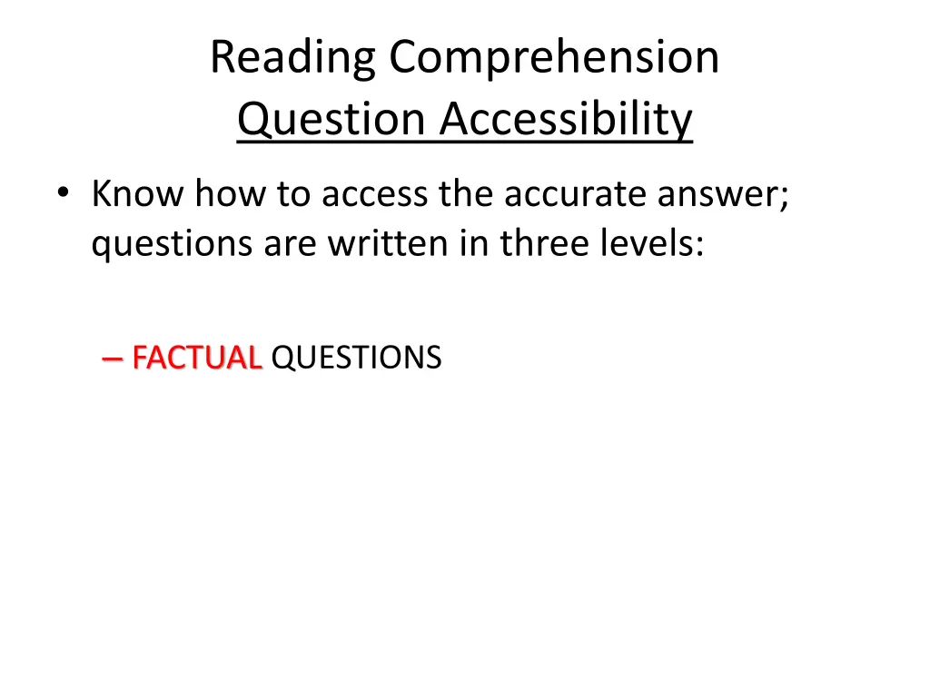 reading comprehension question accessibility