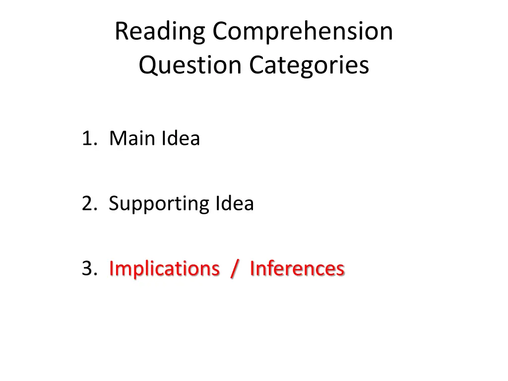 reading comprehension question categories 2