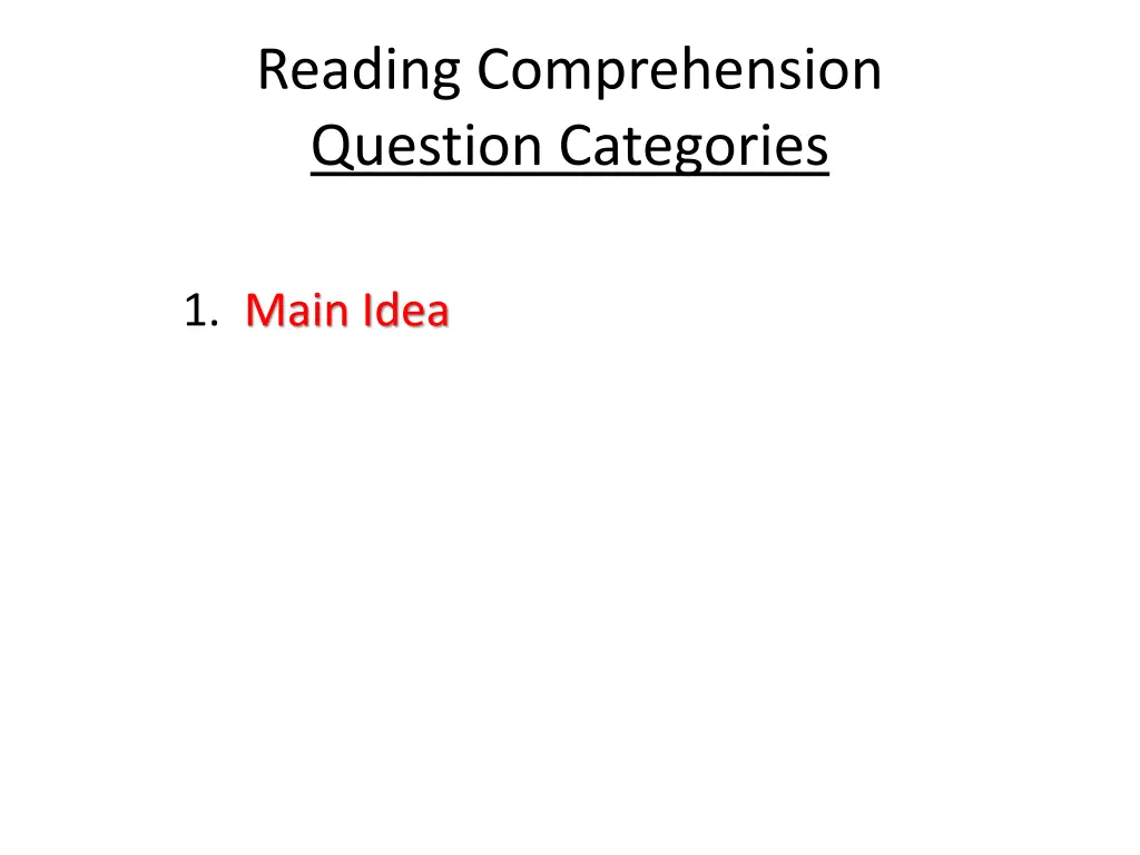 reading comprehension question categories