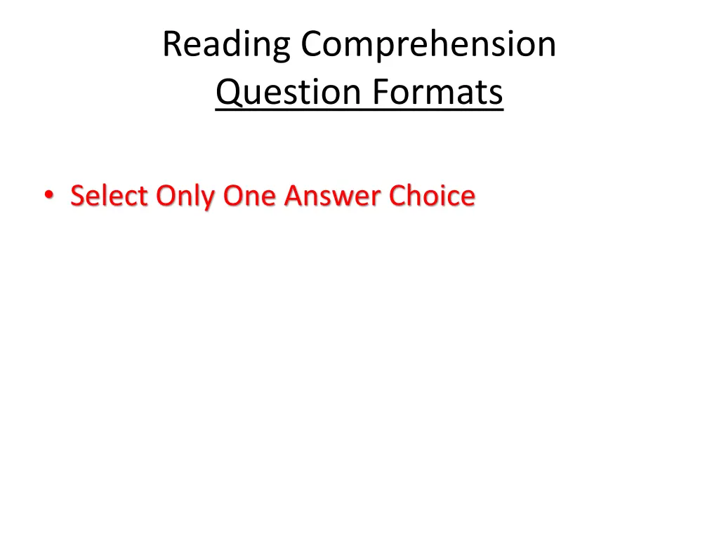 reading comprehension question formats