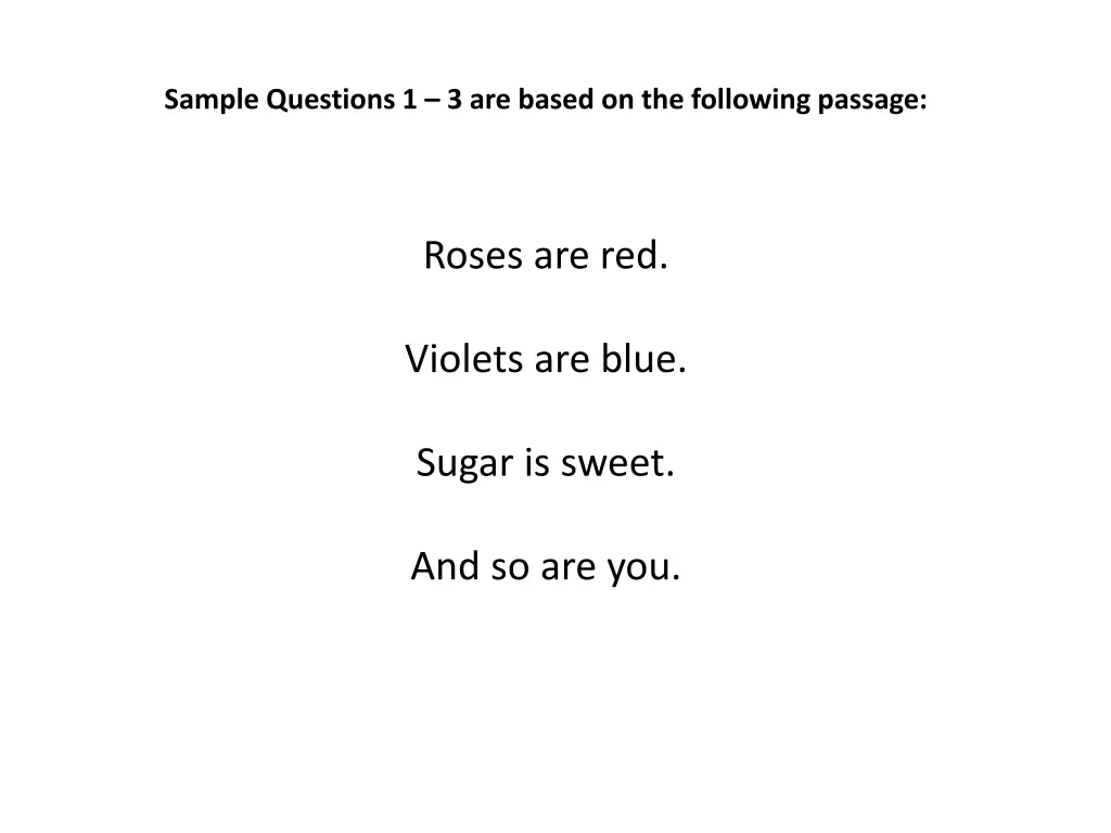 sample questions 1 3 are based on the following