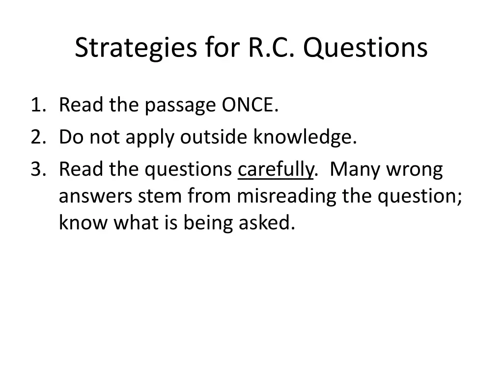 strategies for r c questions 1