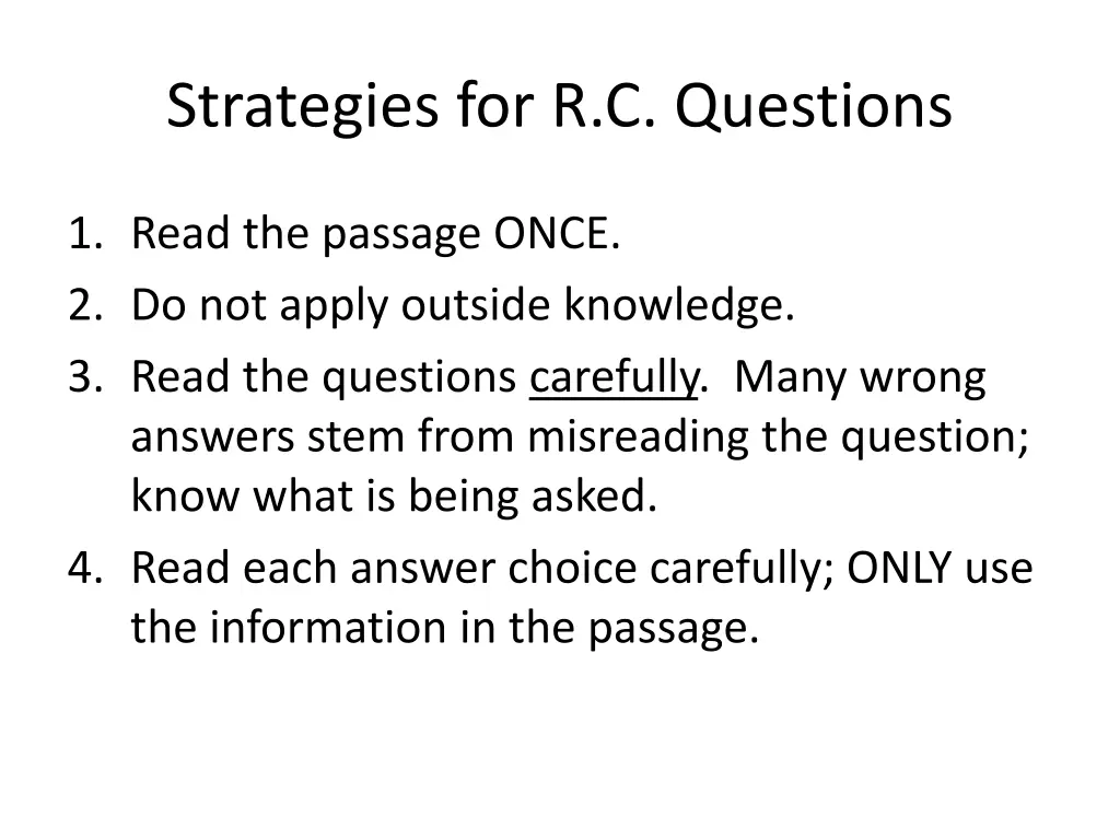 strategies for r c questions 2