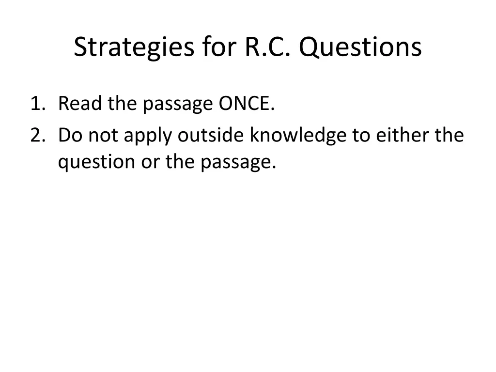 strategies for r c questions