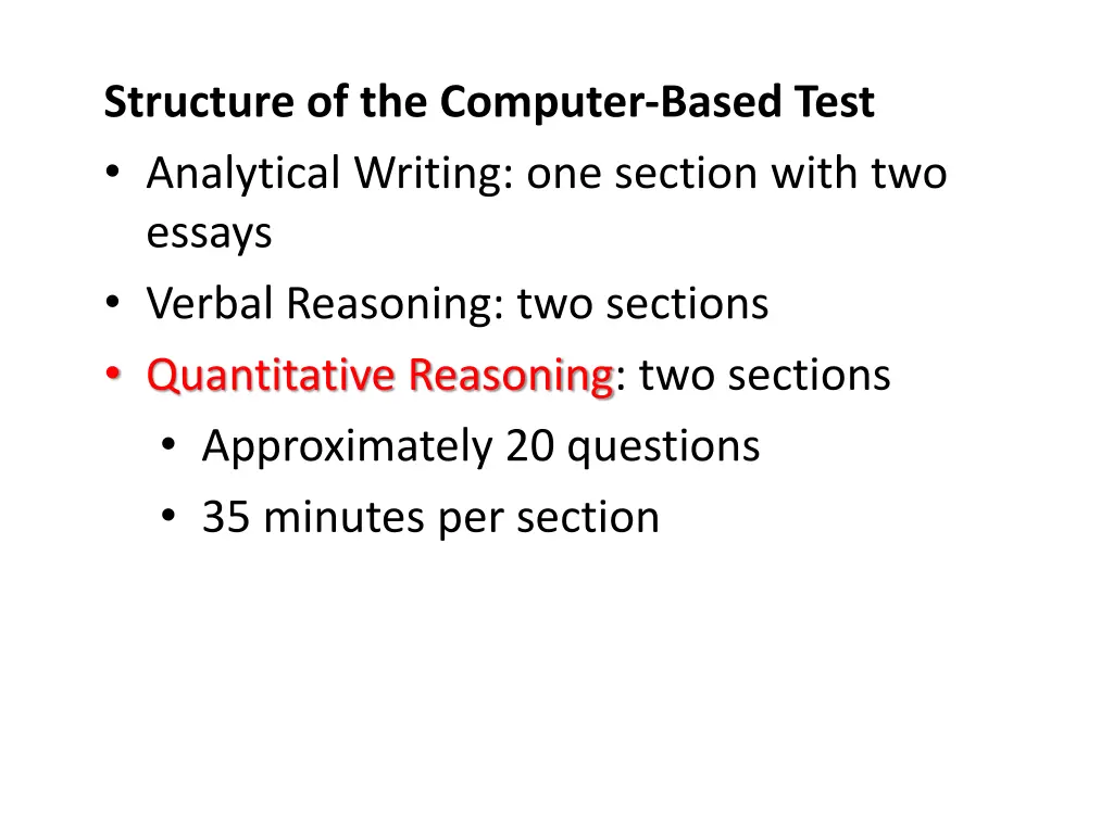 structure of the computer based test analytical 1