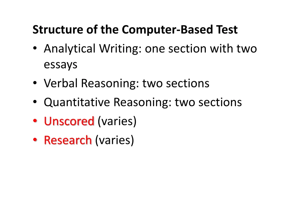 structure of the computer based test analytical 2