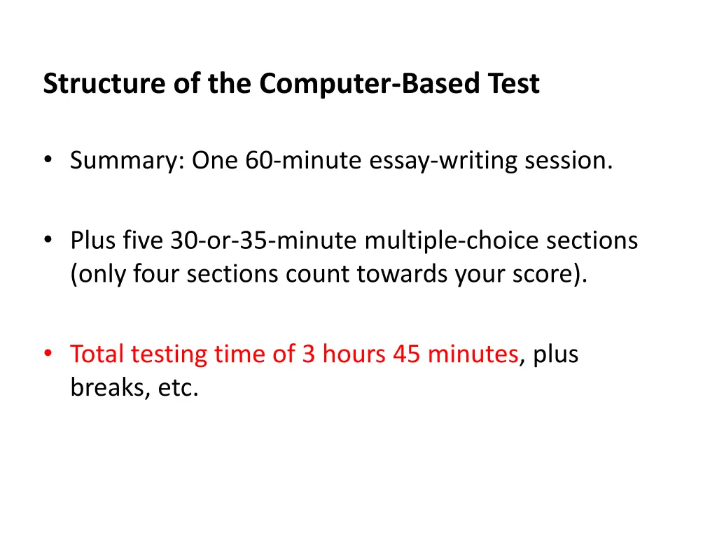 structure of the computer based test