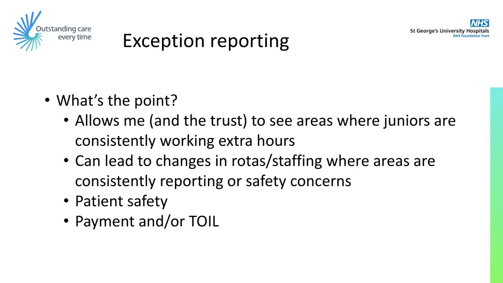 exception reporting