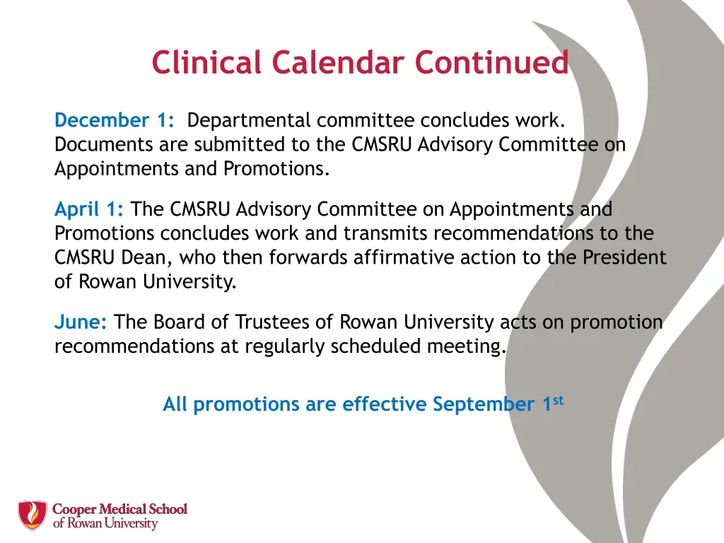 clinical calendar continued