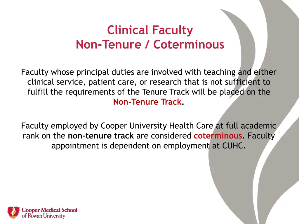 clinical faculty non tenure coterminous