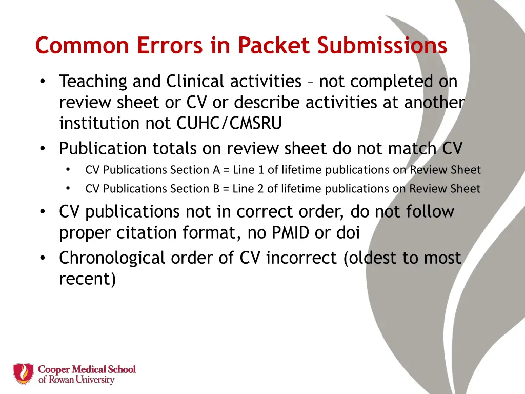 common errors in packet submissions 1