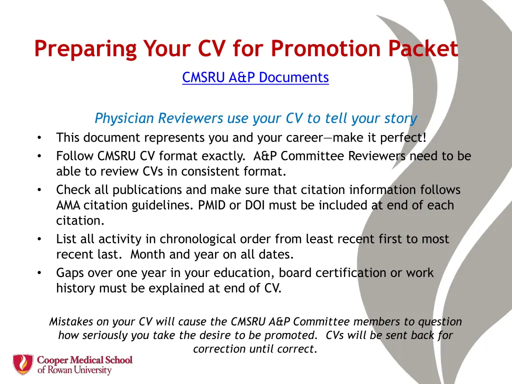 preparing your cv for promotion packet