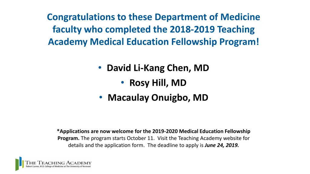 congratulations to these department of medicine