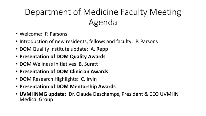 department of medicine faculty meeting agenda