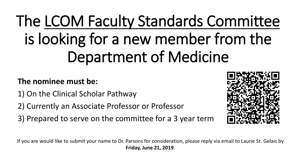 the the lcom lcom faculty standards committee