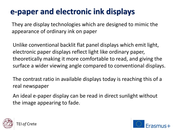 e paper and electronic ink displays