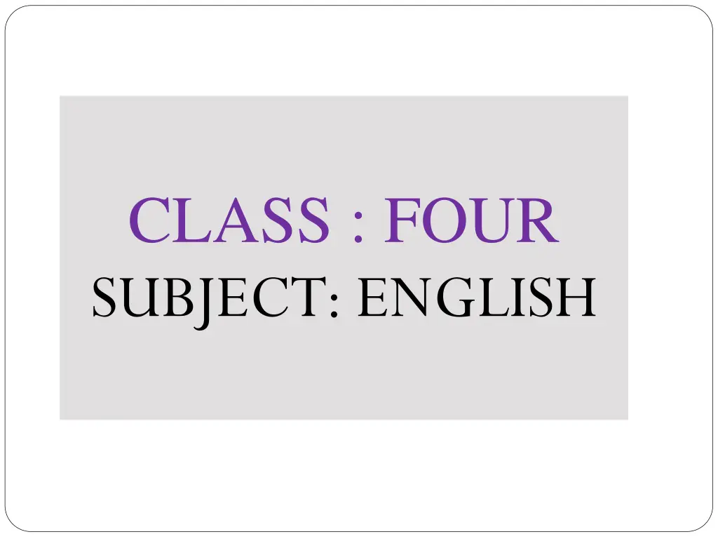 class four subject english