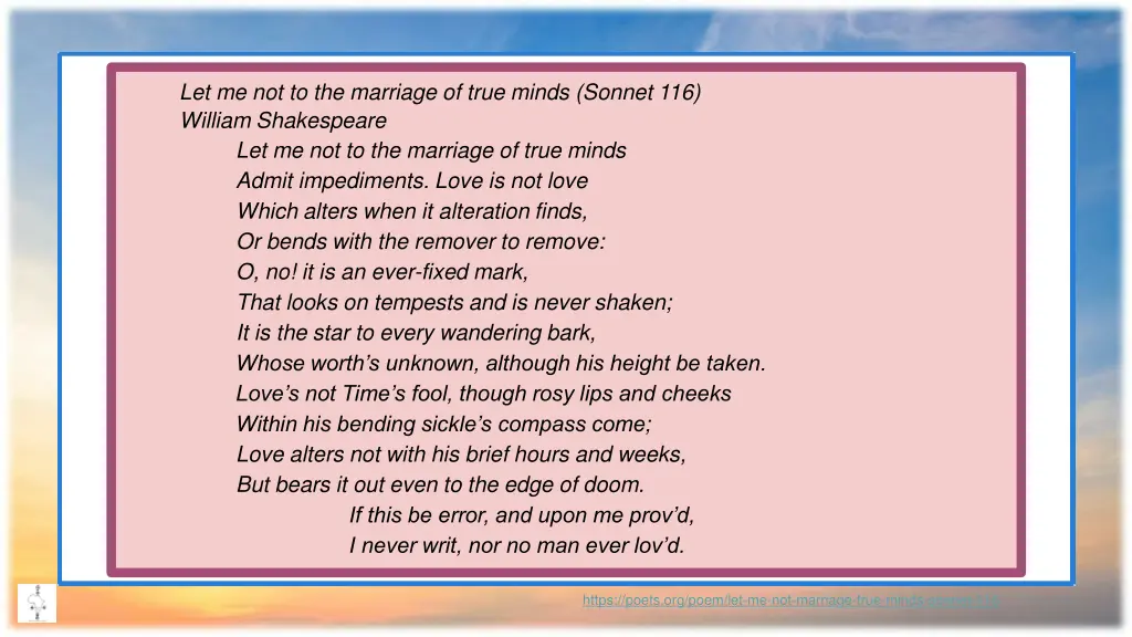 let me not to the marriage of true minds sonnet