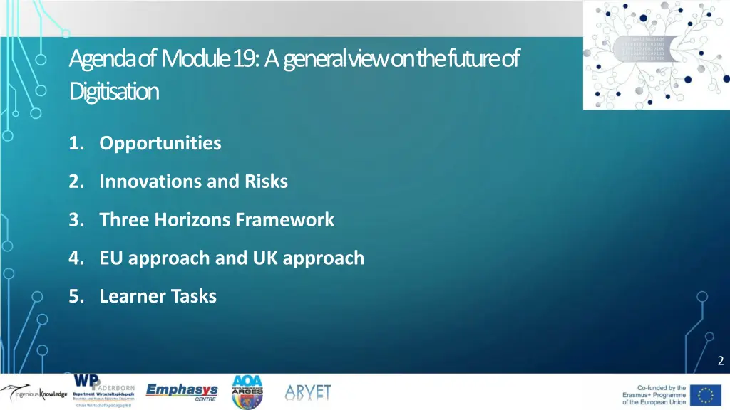 agenda of module 19 a general view on the future