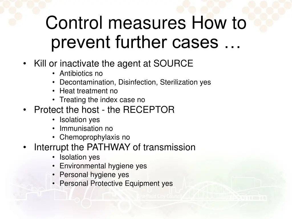 control measures how to prevent further cases