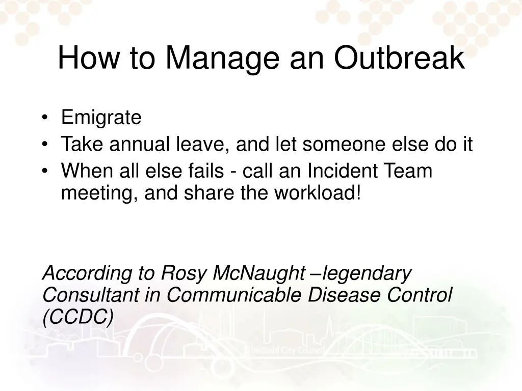 how to manage an outbreak