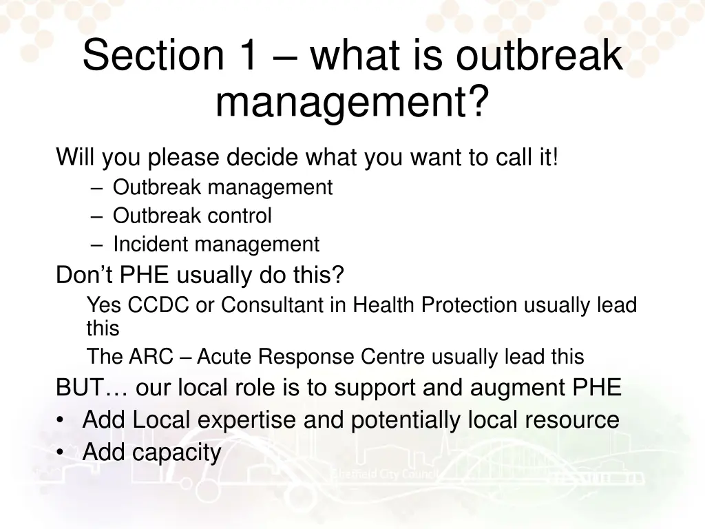 section 1 what is outbreak management