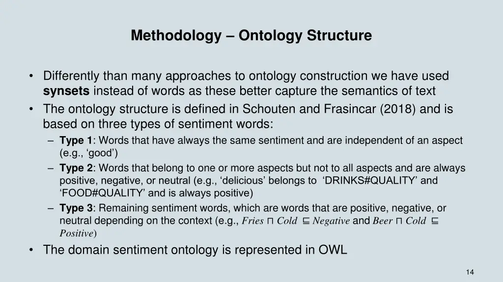 methodology ontology structure