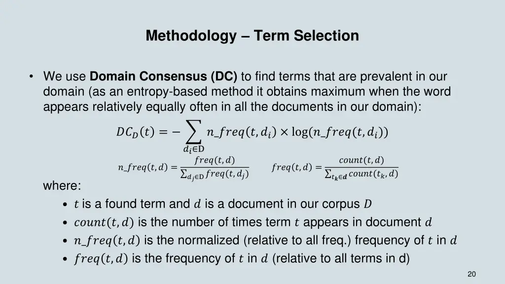 methodology term selection 1