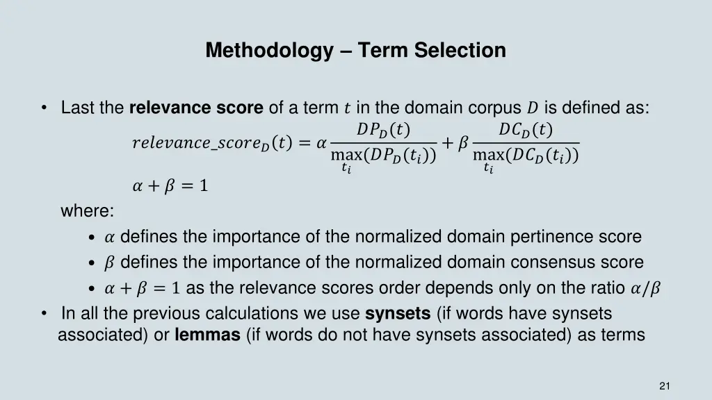 methodology term selection 2