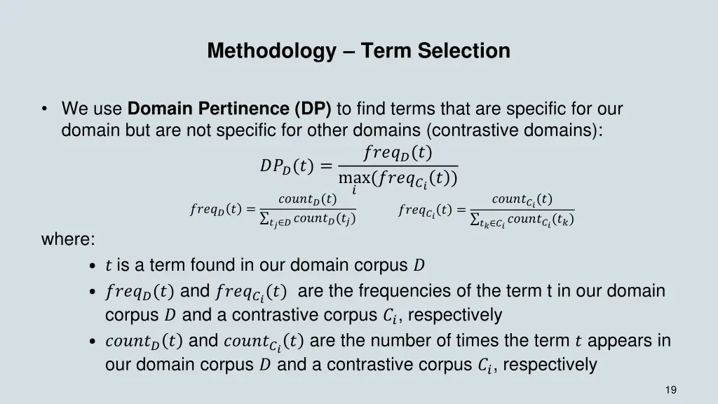 methodology term selection